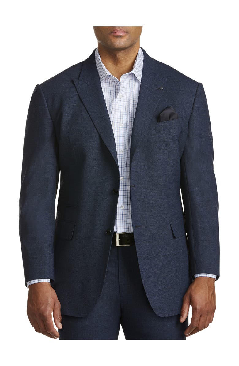 Synrgy by DXL Jacket-Relaxer Performance Mélange Suit Jacket, Alternate, color, Blue