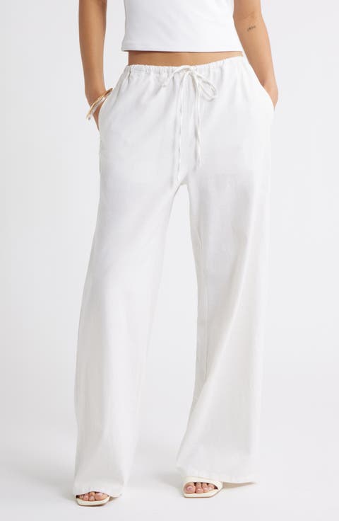 Wide Leg Linen Blend Pants