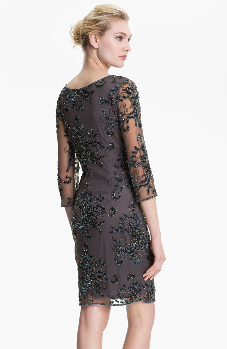 Pisarro Nights Embellished Sheer Sleeve Tulle Dress, Alternate, color,