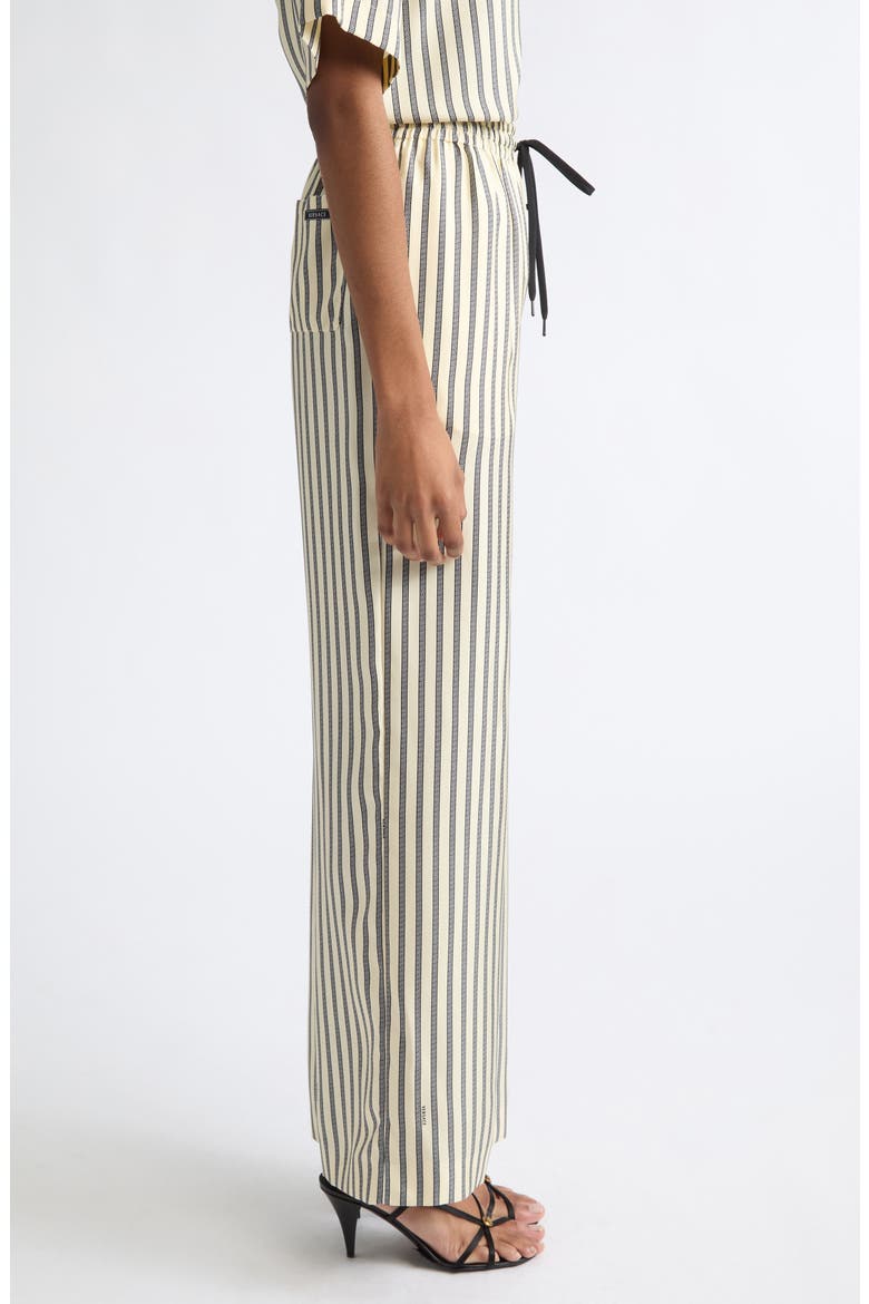 Meandros Silk Twill Pants, Alternate, color, IVORY BLACK