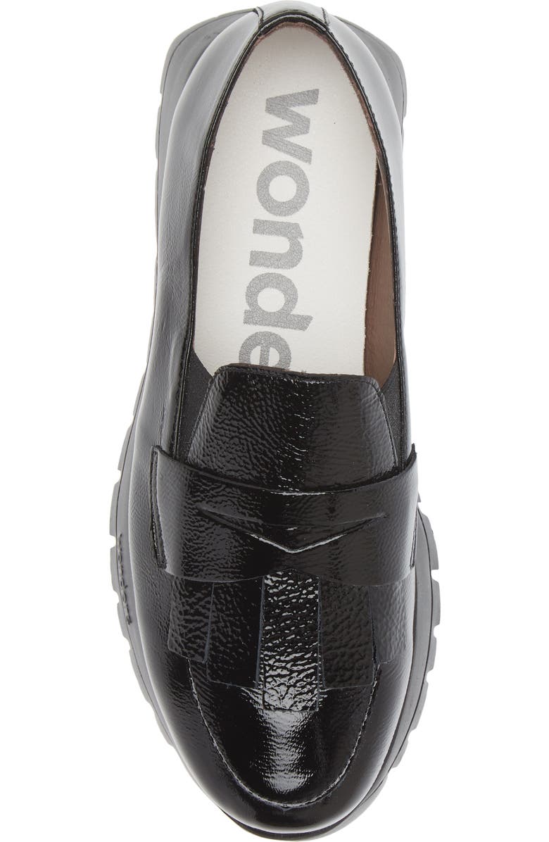 Wonders Kiltie Platform Loafer, Alternate, color, Textured Black Patent