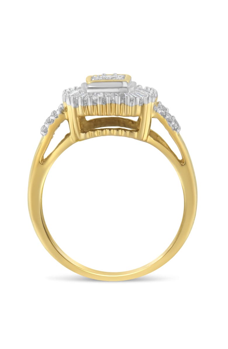 Haus of Brilliance 10K Gold 1/2 cttw Round and Baguette Diamond Ballerina Ring, Alternate, color, Yellow