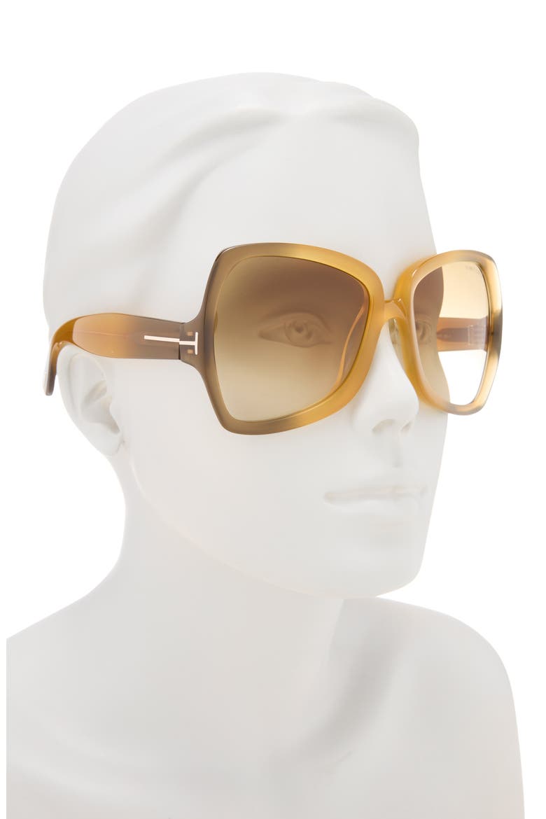 60mm Gradient Butterfly Sunglasses, Alternate, color, YELLOW / GRADIENT BROWN