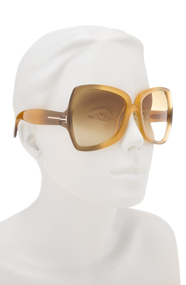 TOM FORD 60mm Gradient Butterfly Sunglasses, Alternate, color, 
