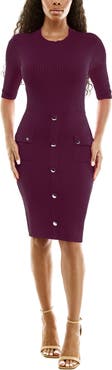 Nina Leonard Ribbed Sweater Dress
