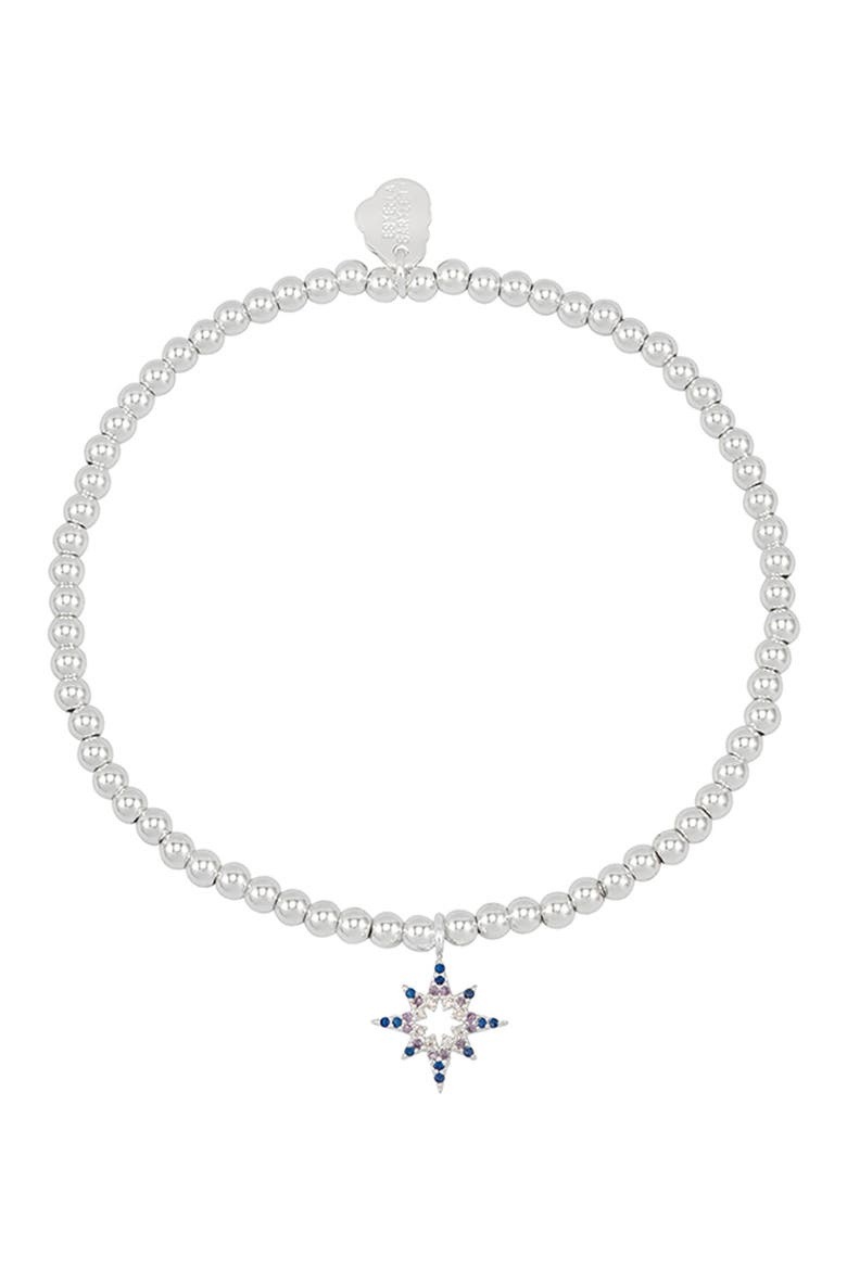 Sienna North Star Beaded Stretch Bracelet, Alternate, color, SILVER