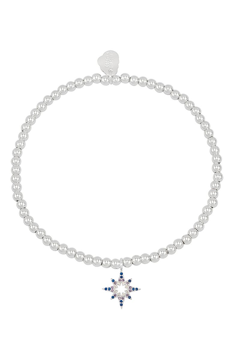 Estella Bartlett Sienna North Star Beaded Stretch Bracelet, Alternate, color, Silver