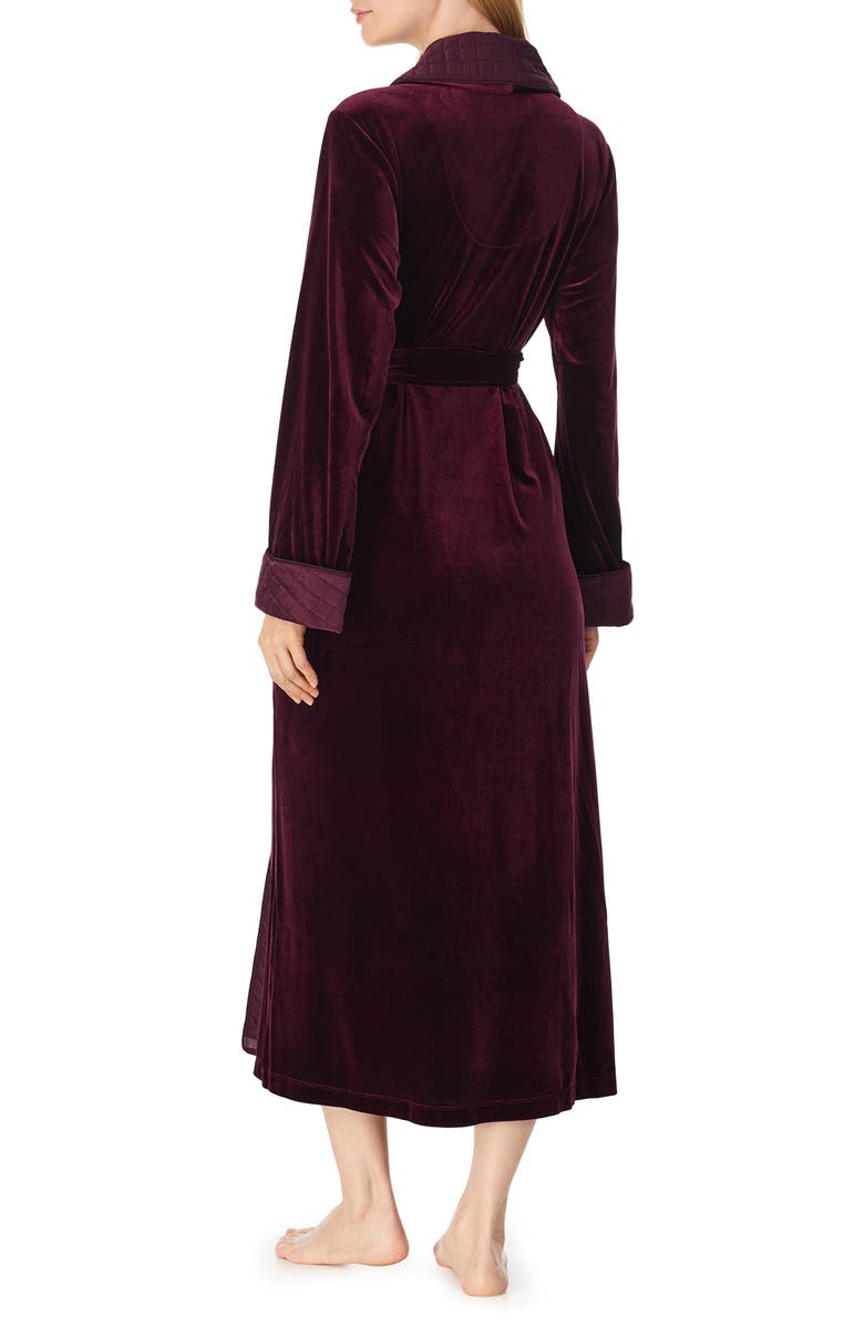 Lauren Ralph Lauren Quilted Shawl Collar Long Velvet Robe, Alternate, color,
