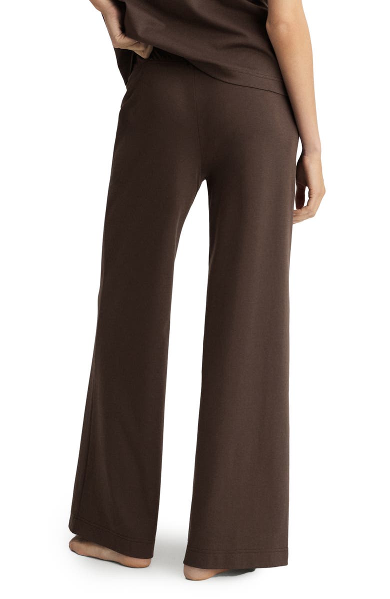MANGO Cotton Wide Leg Pajama Pants, Alternate, color, Brown