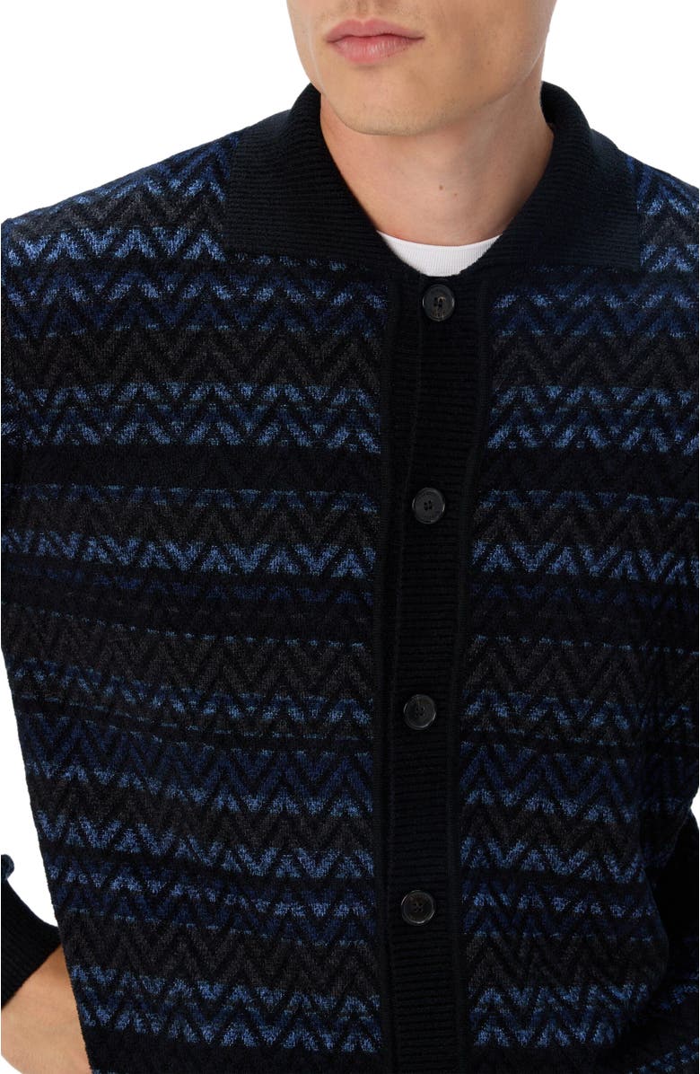 Missoni Cardigan With Zigzag And Stripe Pattern, Alternate, color, Black 
Blue