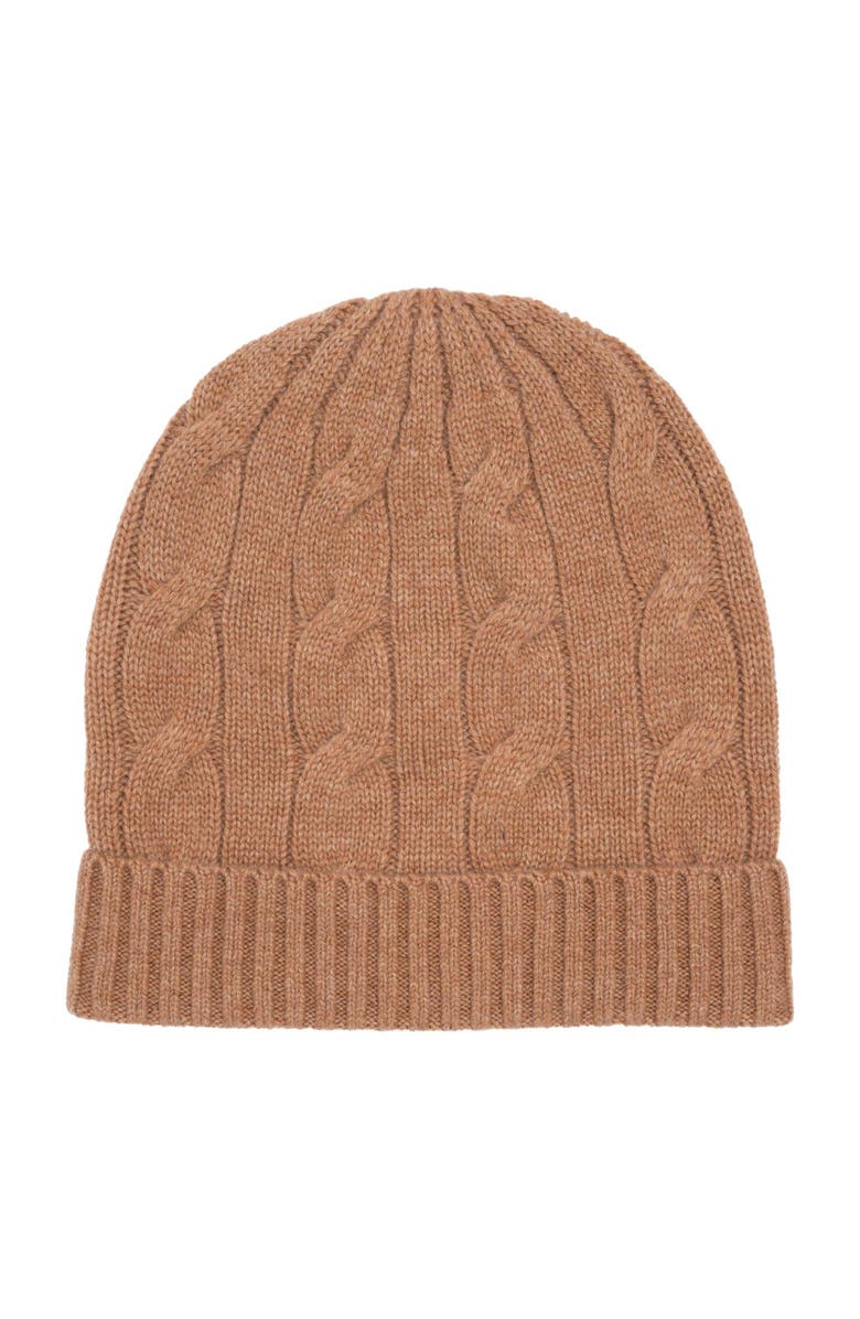 Polo Ralph Lauren Cashmere Cable Beanie, Main, color, Collection Camel