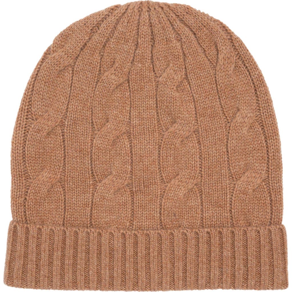 Polo Ralph Lauren Cashmere Cable Beanie In Brown
