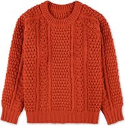 Fortela Aston Cable Knit Wool Crewneck Sweater