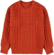 Fortela Aston Cable Knit Wool Crewneck Sweater
