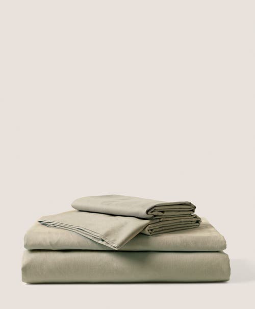 Pact Organic Room Service Sateen Sheet Set In Green