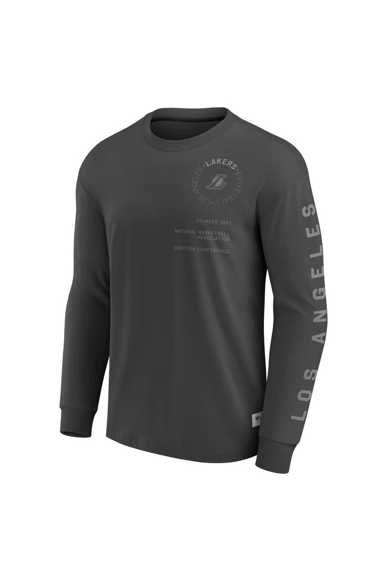 Men's Fanatics Gray Los Angeles Lakers Elements Future Ground Tonal Info Long Sleeve T-Shirt, Alternate, color, Gray