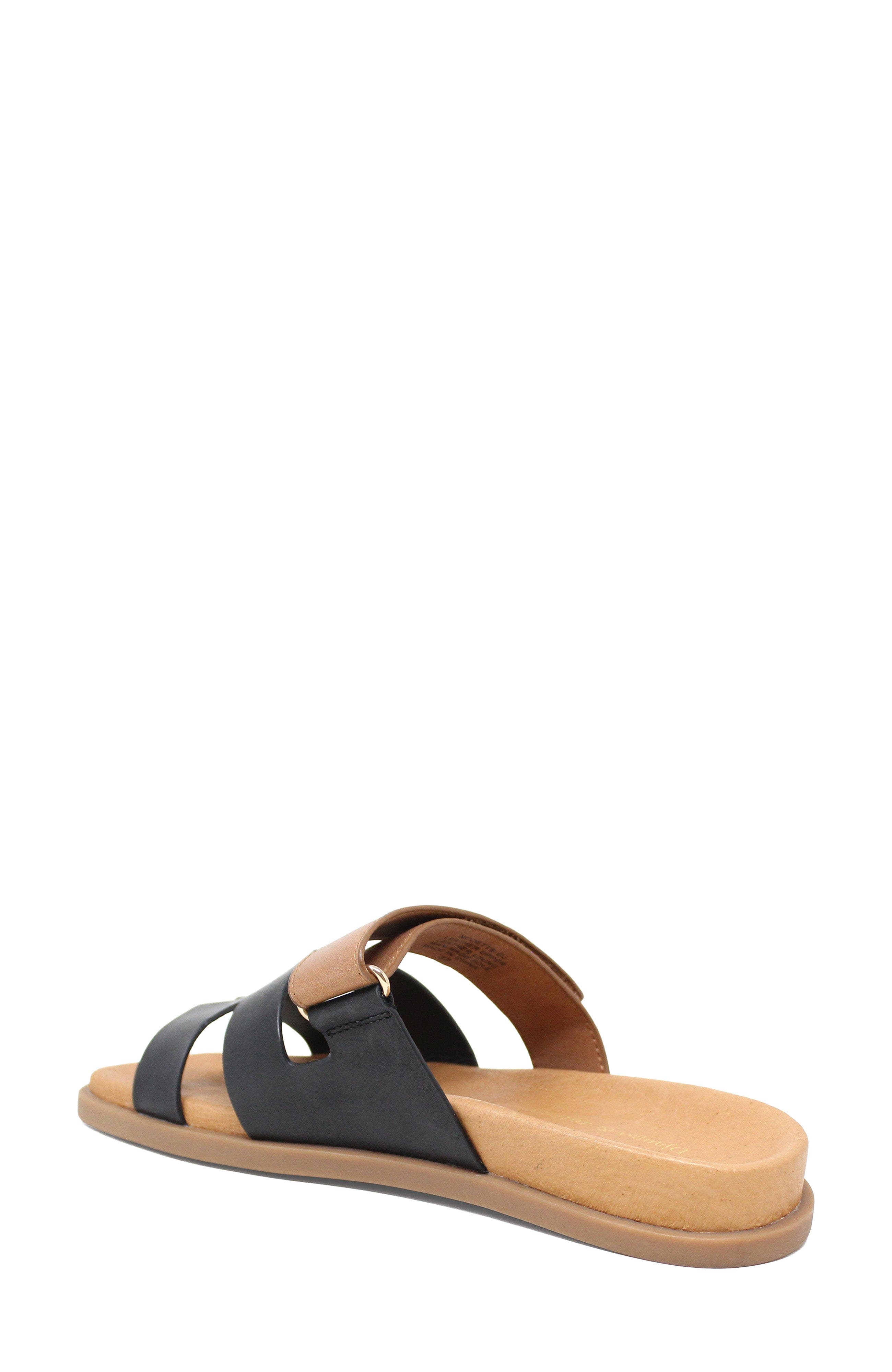 DJANGO AND JULIETTE Nodette Flat Sandal Slide, Alternate, color, Black-Tan Leather