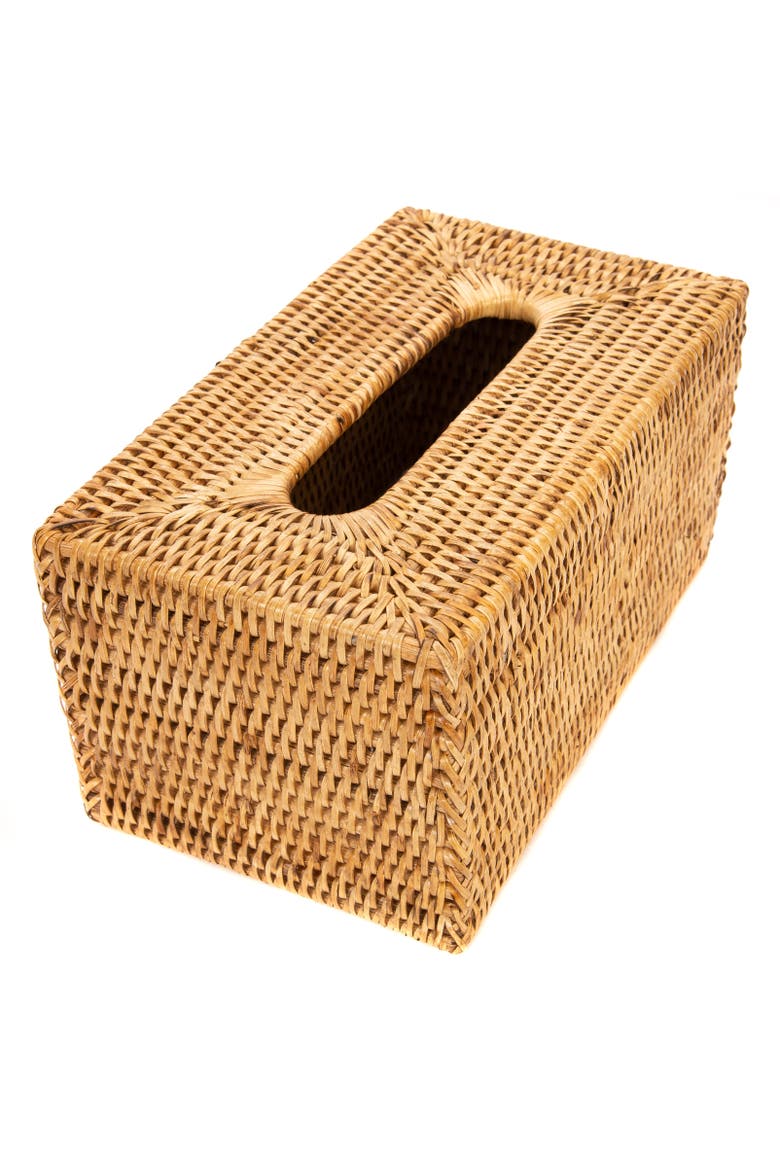 Artifacts Rattan Rectangular Tissue Box Cover, Alternate, color, Honey Brown