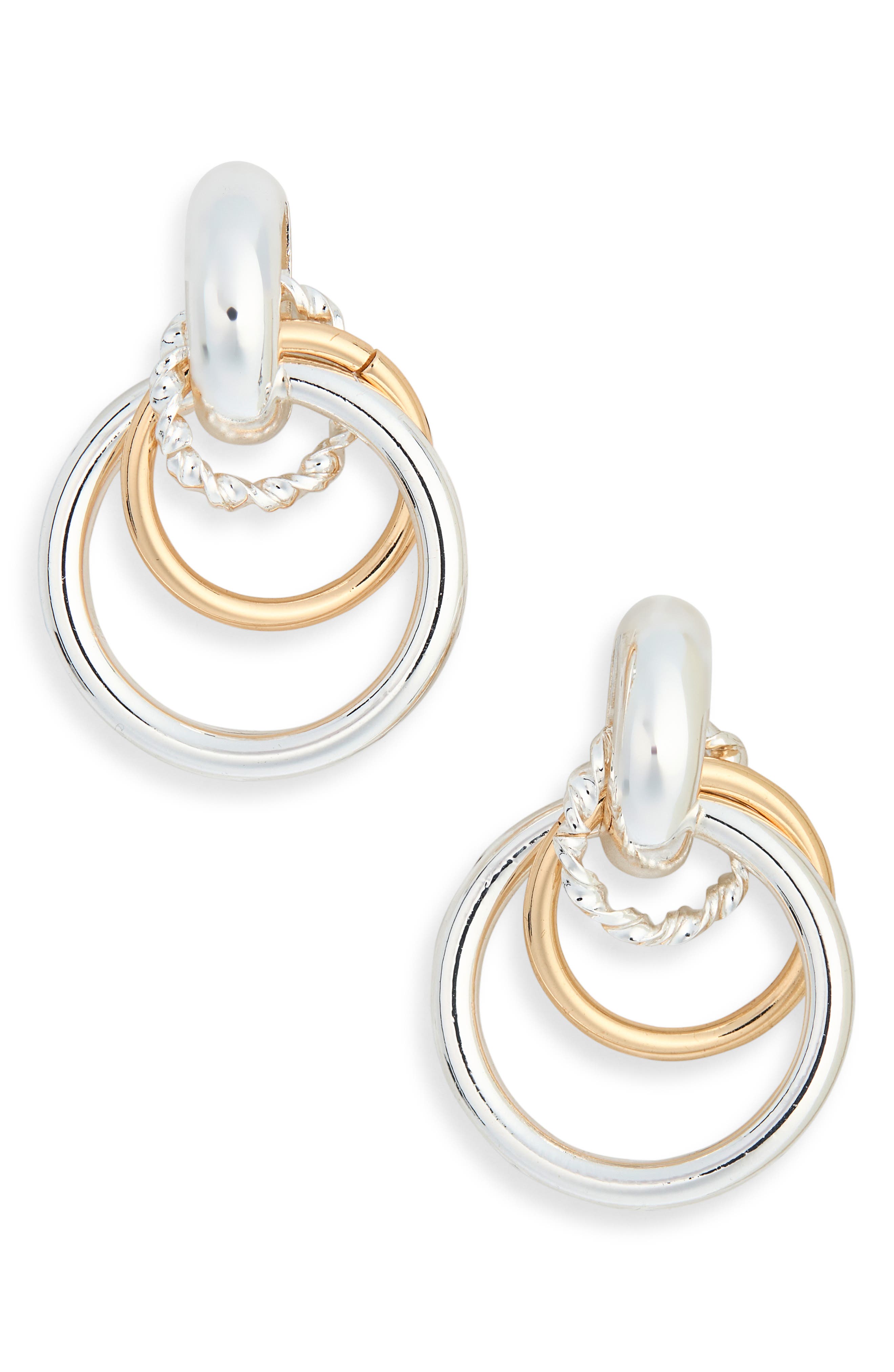 Two Tone Door Knocker Drop Earrings