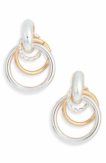 Two Tone Door Knocker Drop Earrings