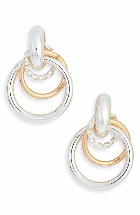 Two Tone Door Knocker Drop Earrings