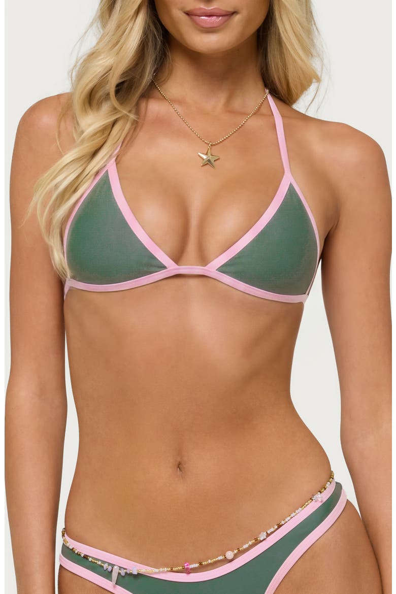 Dina Contrast Triangle Bikini Top, Main, color, OLIVE