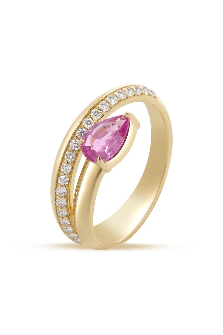 Elegance Diamond Pavé & Pink Sapphire Coil Ring, Alternate, color, 14K YELLOW GOLD
