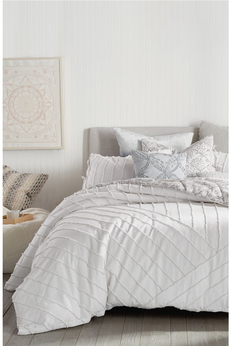 Linear Loop Comforter & Sham Set, Main, color, WHITE