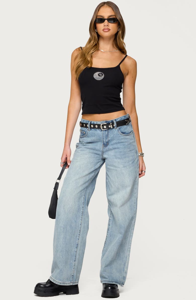 EDIKTED Rhinestone Magic 8 Camisole, Alternate, color, Black