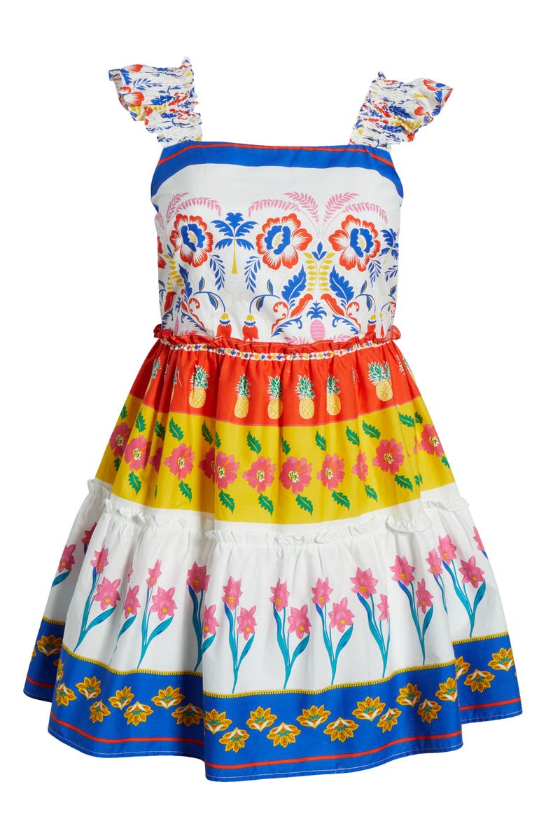 SUGARLIPS Mixed Print Cotton Mini Sundress, Alternate, color, White/ Multi