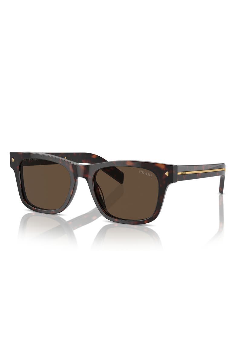 Prada 51mm Rectangular Sunglasses, Alternate, color, Dark Brown