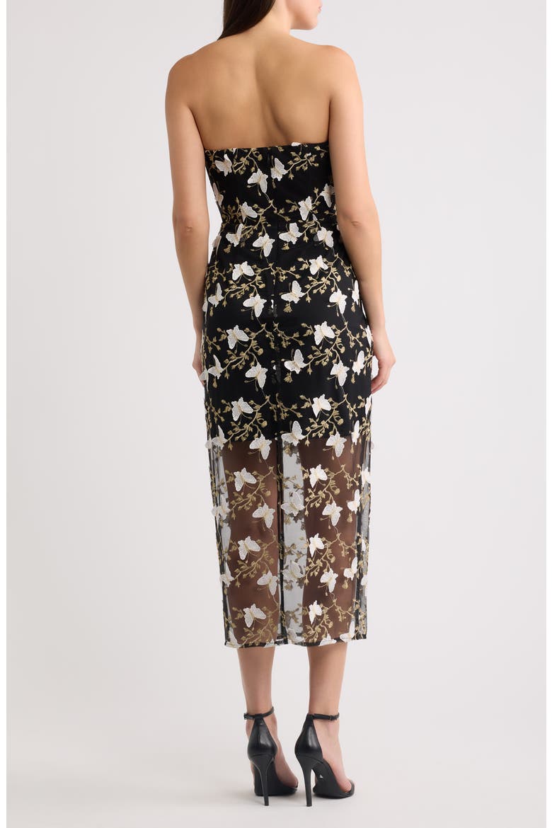Metallic Embroidered Strapless Gown, Alternate, color, BLACK/ WHITE