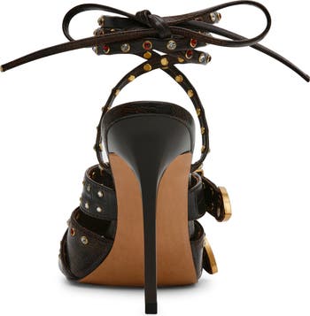 Saddle Embellished Ankle Strap Sandal