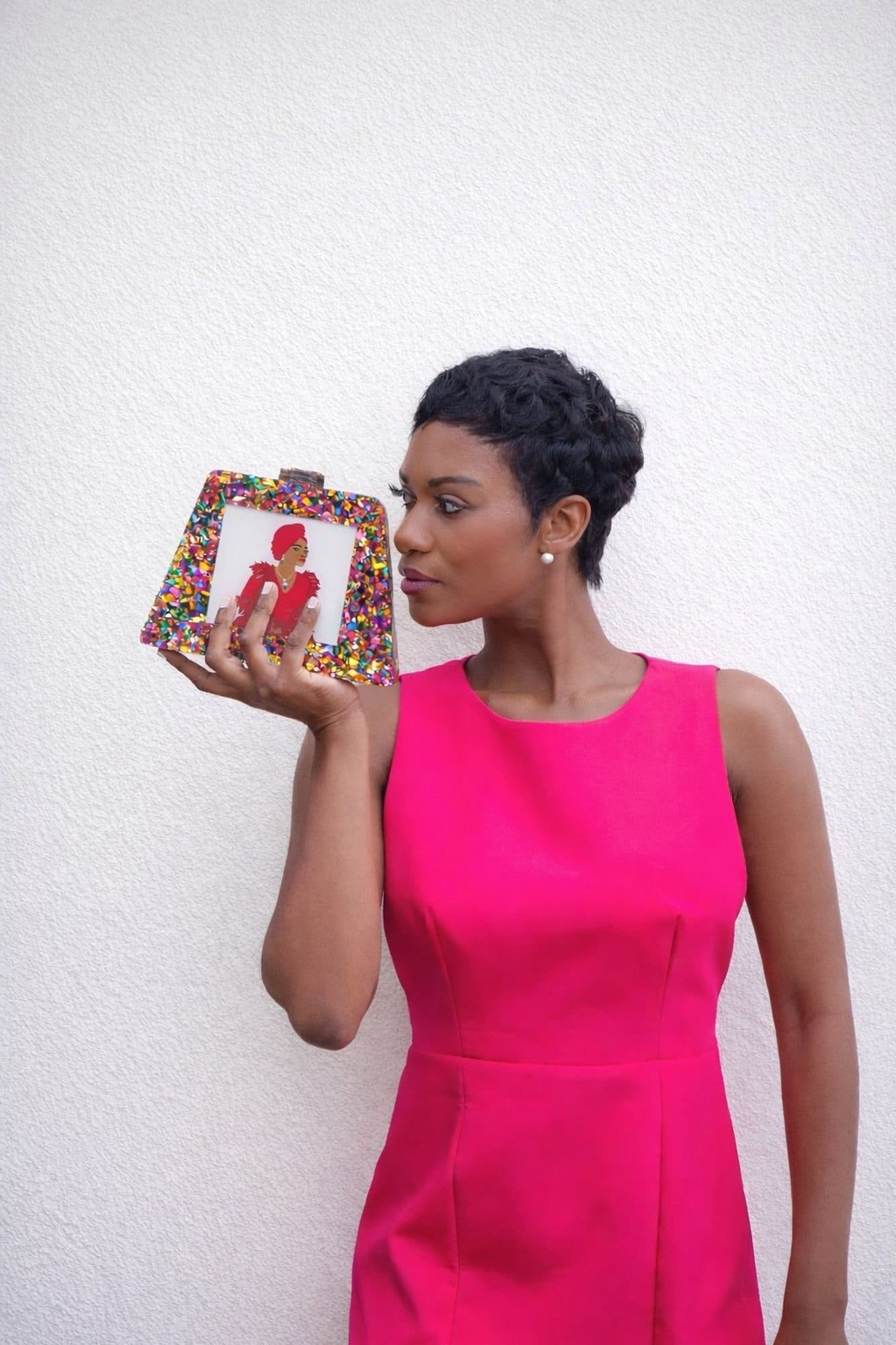Ade Acrylic Dinner Clutch, Alternate, color, Multi Confetti