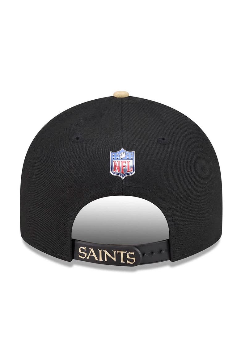 Men's New Era  Black/Gold New Orleans Saints 2026 NFL Draft On Stage Pre-Curved 9FIFTY Snapback Hat, Alternate, color, Black