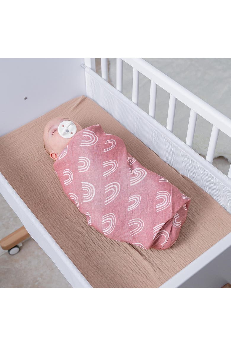 Muslin Swaddle Blanket, 1 Pack, Alternate, color, Mauve Rainbow