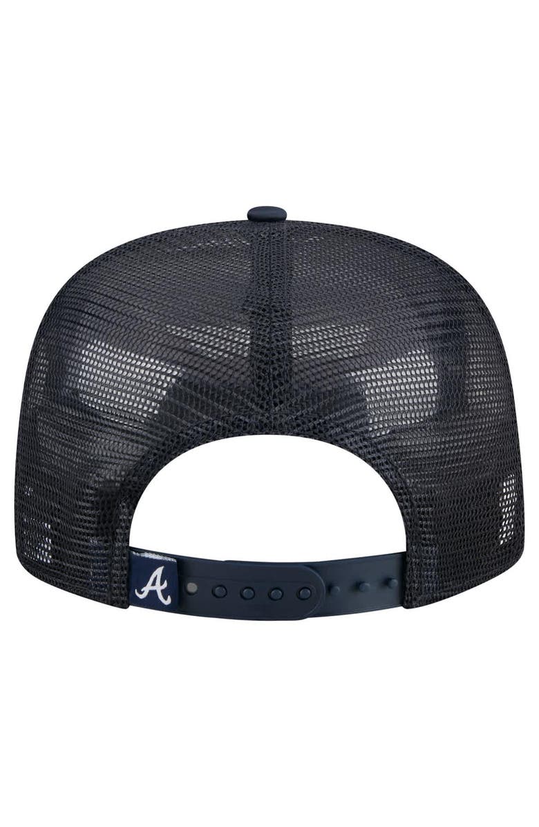 New Era Men's New Era Navy Atlanta Braves Retro Satin Script Golfer Adjustable Hat, Alternate, color, 