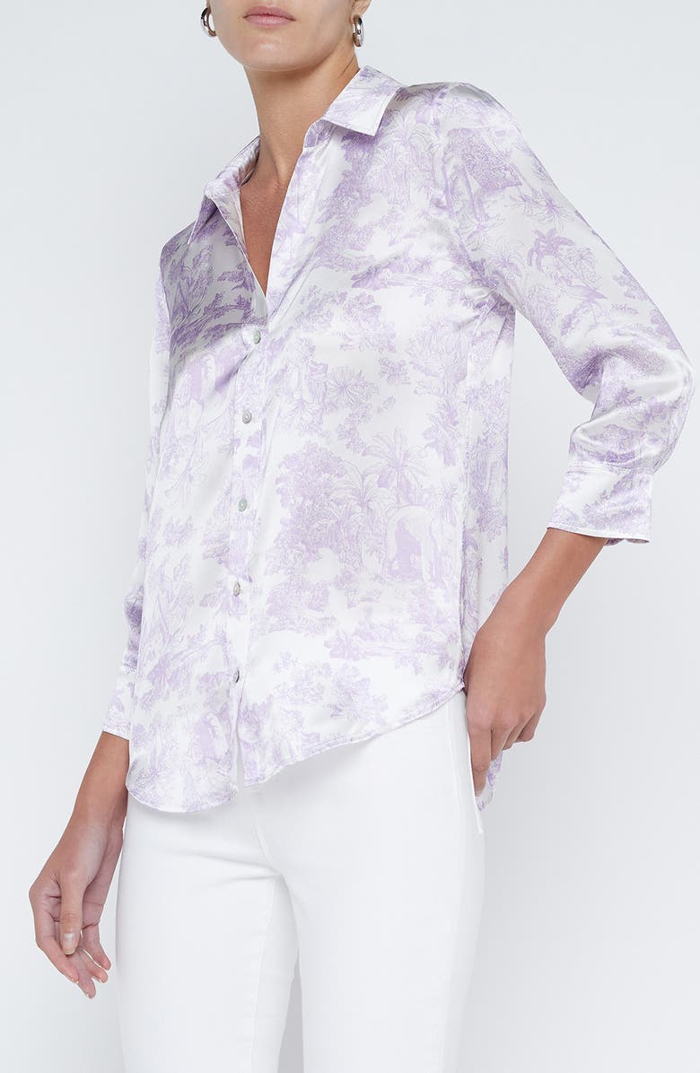 L'AGENCE Dani Print Silk Shirt, Alternate, color, 