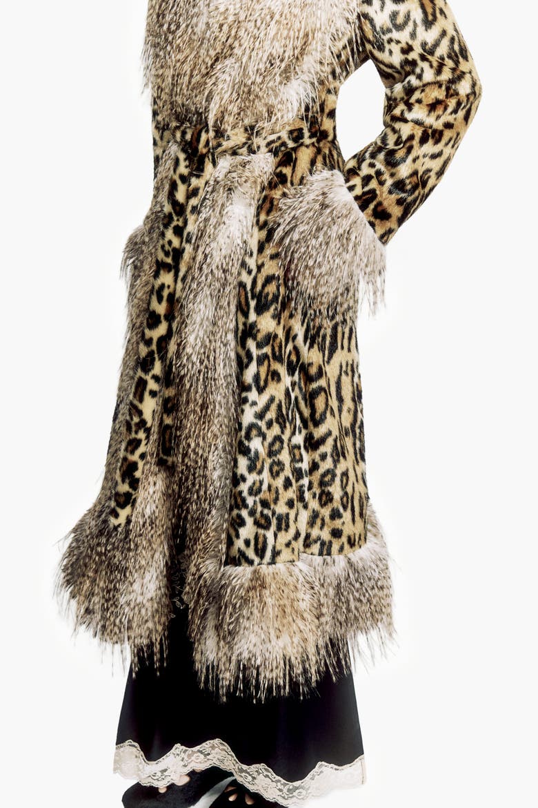 Leopard Faux Fur Belted, Alternate, color, HONEY MULTI