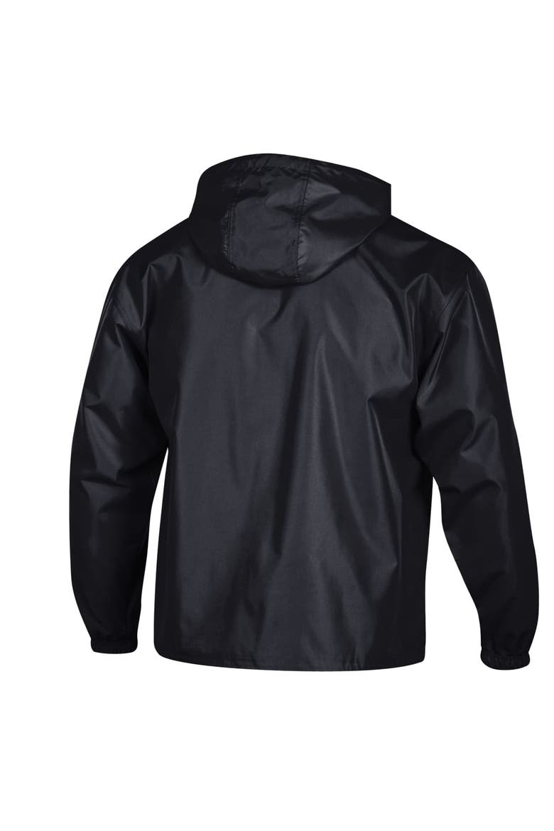 Men's Champion  Black Clemson Tigers Packable Hooded Windbreaker Half-Zip Jacket, Alternate, color, Black