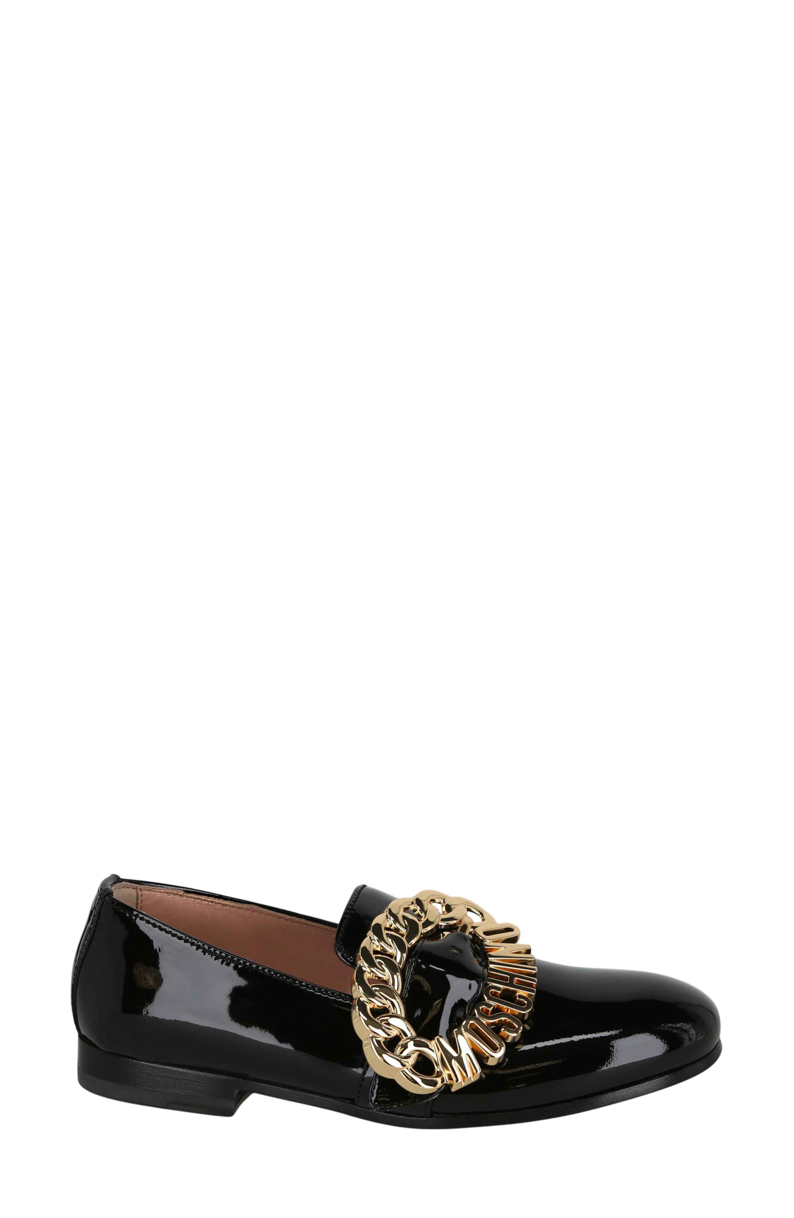 Moschino Logo Chain Loafer, Alternate, color, Black