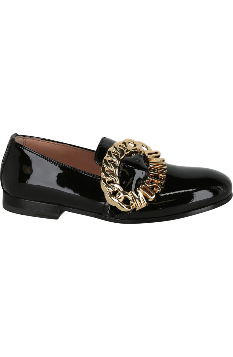 Moschino Logo Chain Loafer, Alternate, color, Black
