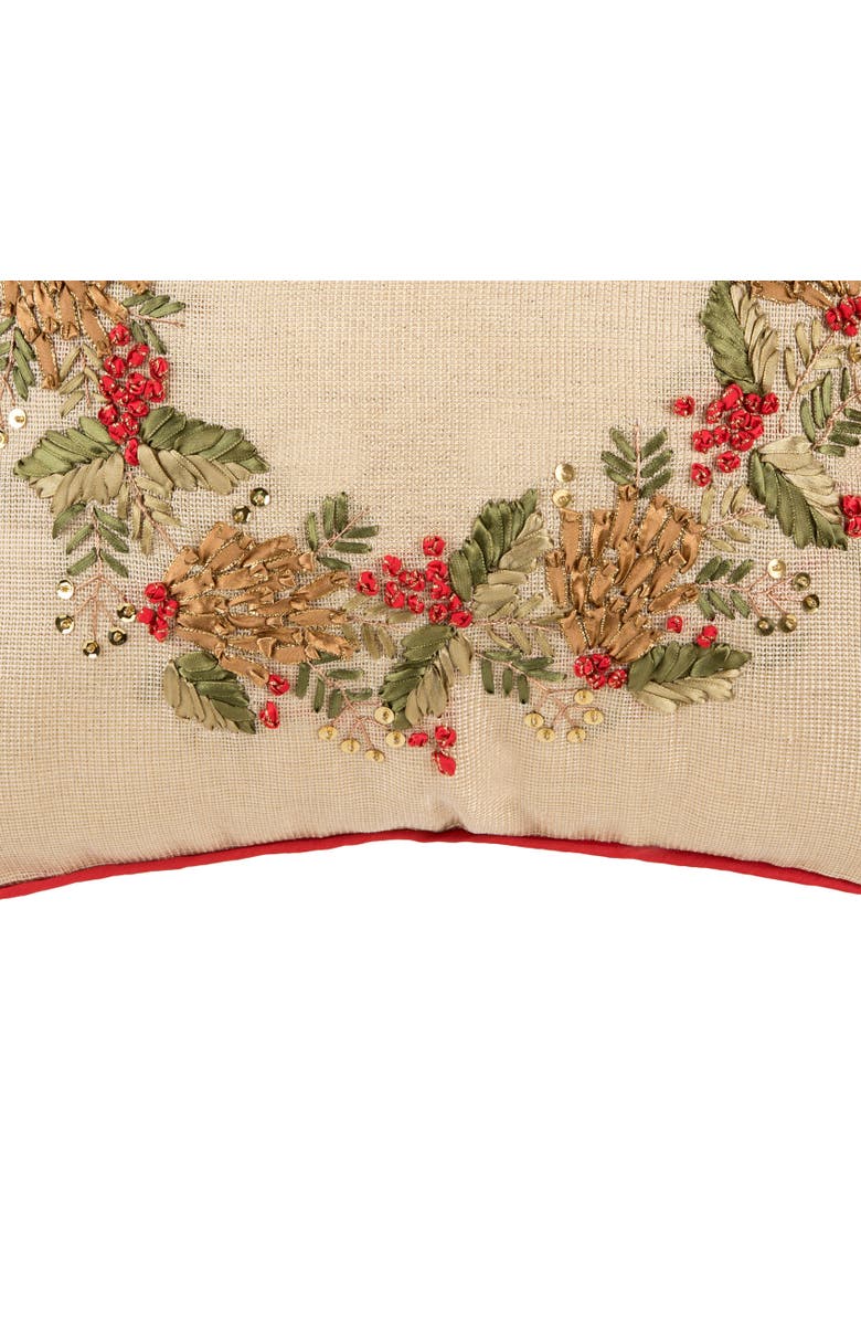 C&F Home Merry Wreath Christmas Throw Pillow, 18" x 18", Alternate, color, Yellow