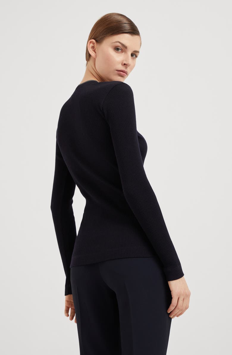 Brunello Cucinelli Ribbed jersey T-shirt, Alternate, color, 