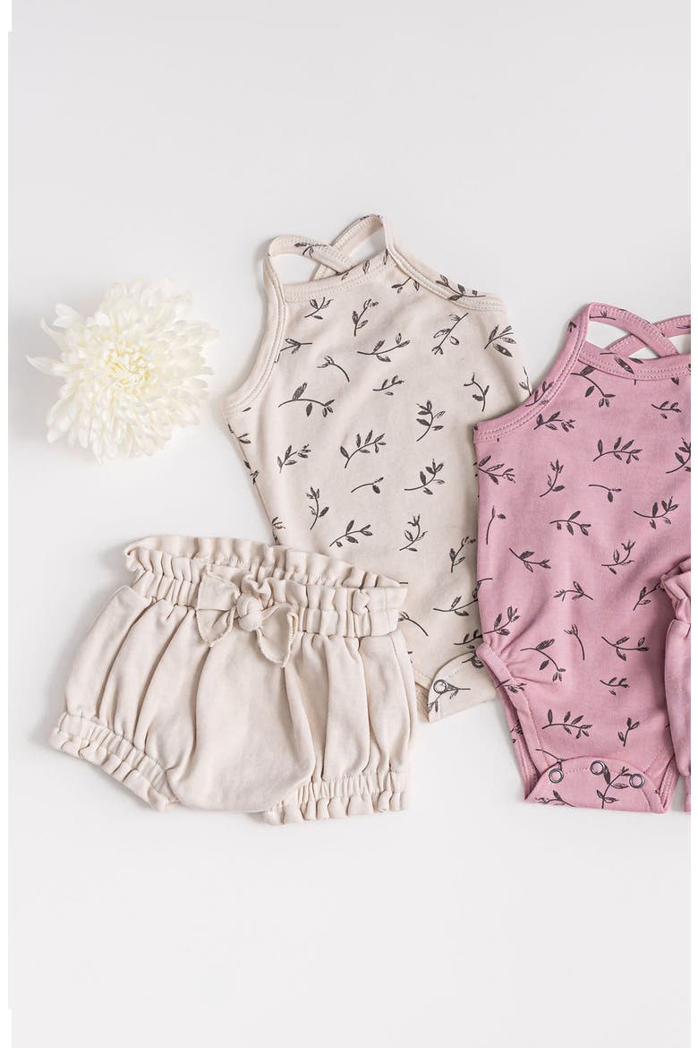 Organic Cotton Crisscross Bodysuit & Ruffle Bloomers Set, Alternate, color, STONE FLOWER