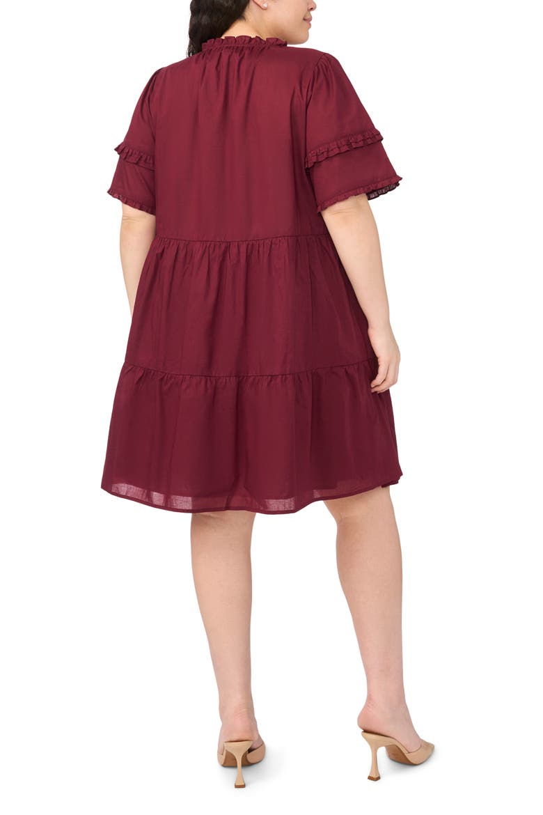 Pintuck Tiered Cotton Dress, Alternate, color, WINDSOR WINE