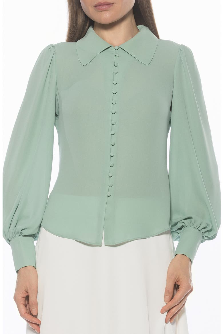 Rah Covered Button-Down Top, Main, color, SAGE