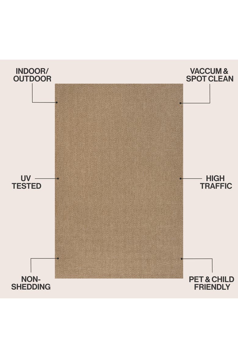Rowena Easy Jute Scandinavian Boho Herringbone Weave Indoor/Outdoor Area Rug, Alternate, color, Beige