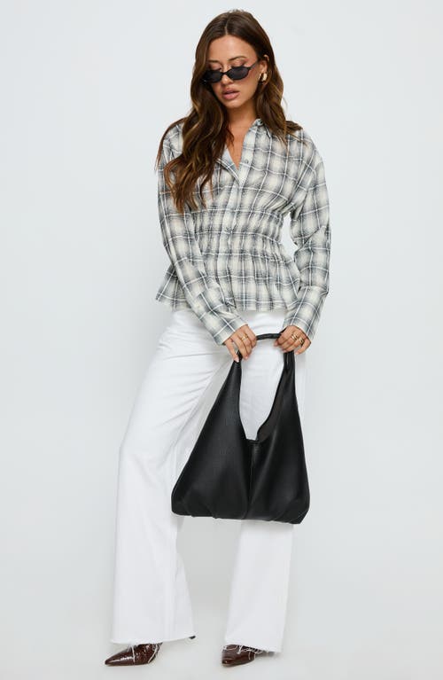 Princess Polly As You Are Check Button-up Shirt In Gray