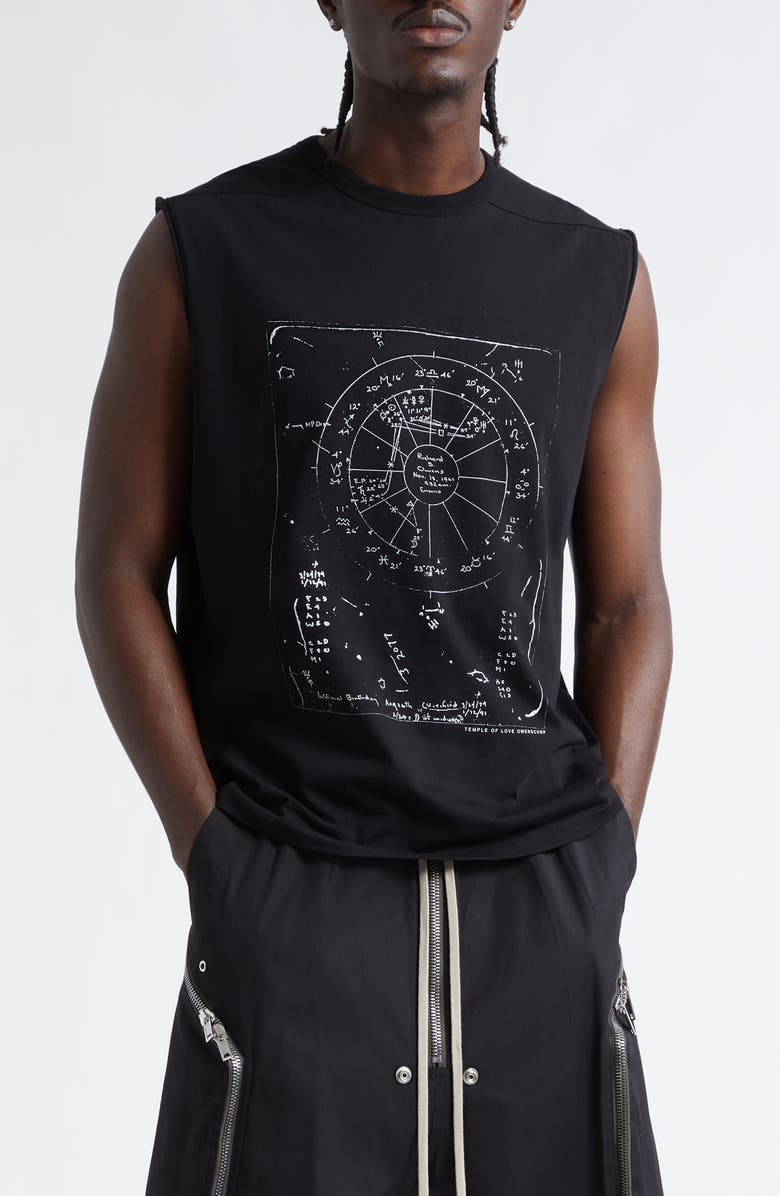 Rick Owens Brad Graphic Muscle Tank, Main, color, Black/ Milk